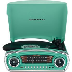 Studebaker SB6057TE Retro Turntable 3 Speed AM/FM Radio Bluetooth Receiver